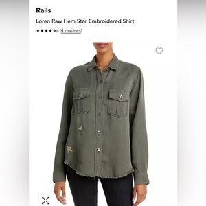 NWT Rails Loren Star Military Twill button down. Olive/gold size small